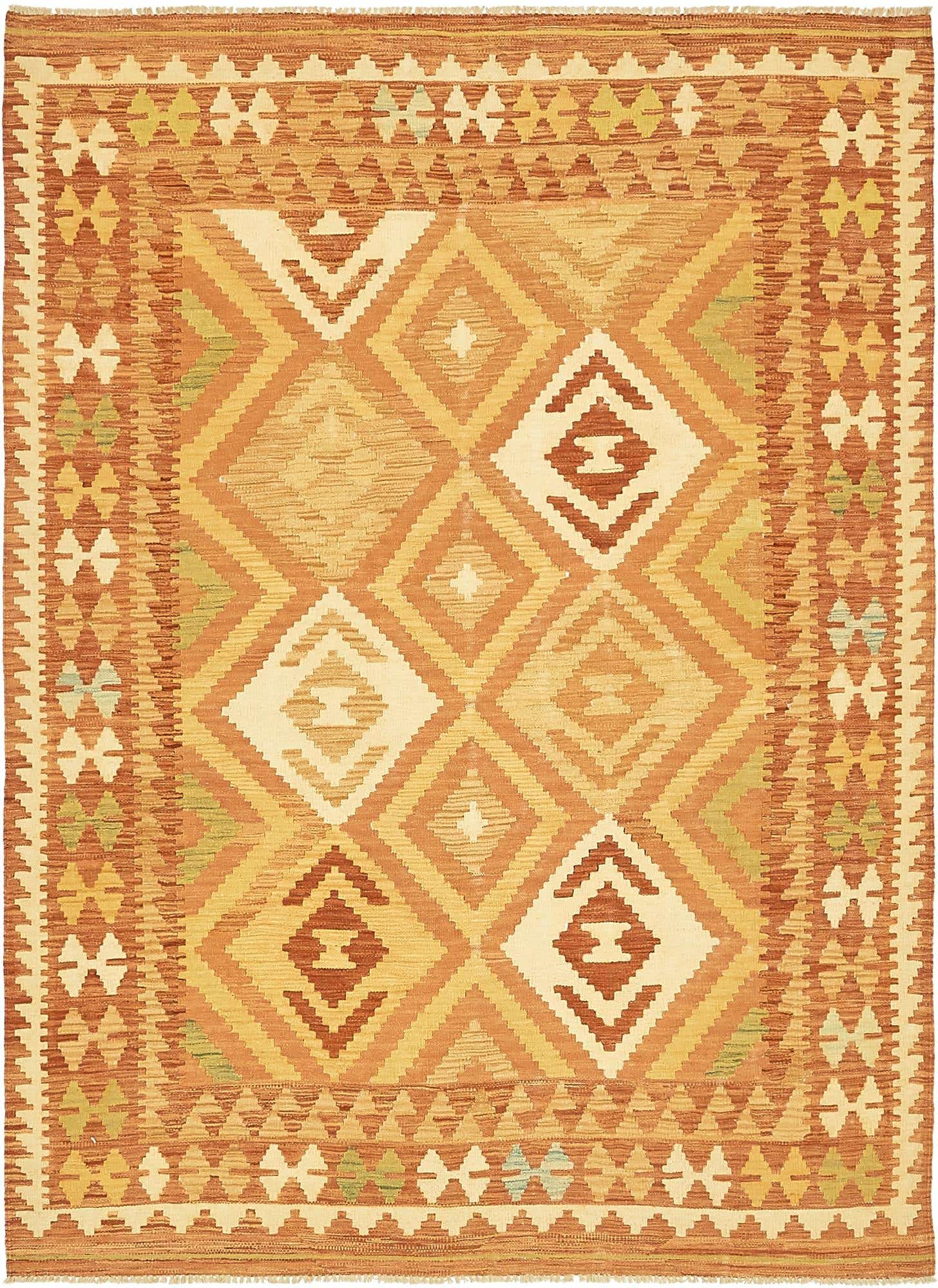 4' 7 x 6' 7 Hand Woven Kilim Waziri Wool Rug