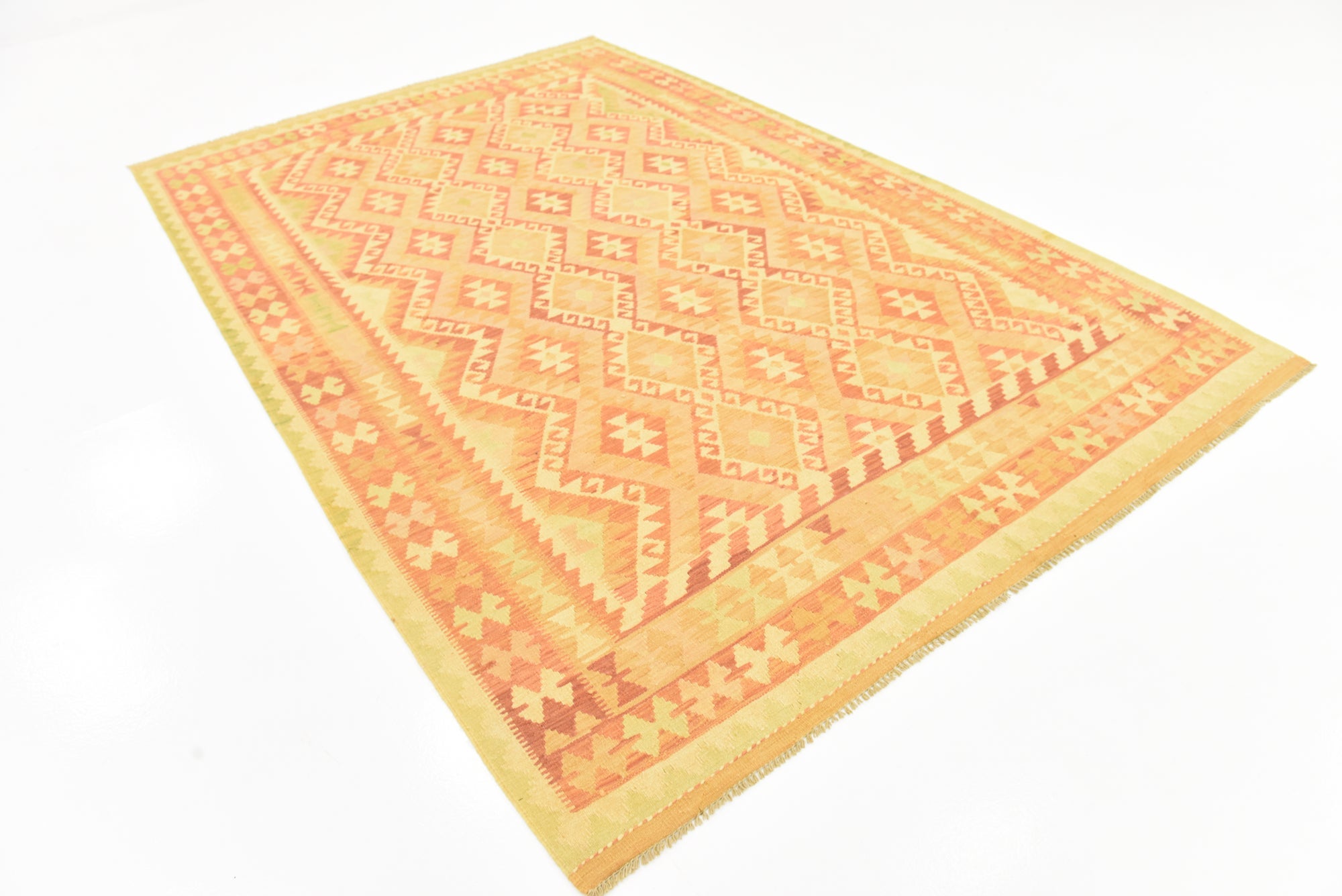 6' 4 x 9' 9 Hand Woven Kilim Waziri Wool Rug