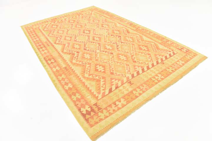 6' 4 x 9' 9 Hand Woven Kilim Waziri Wool Rug