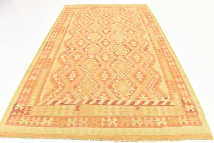 6' 4 x 9' 9 Hand Woven Kilim Waziri Wool Rug