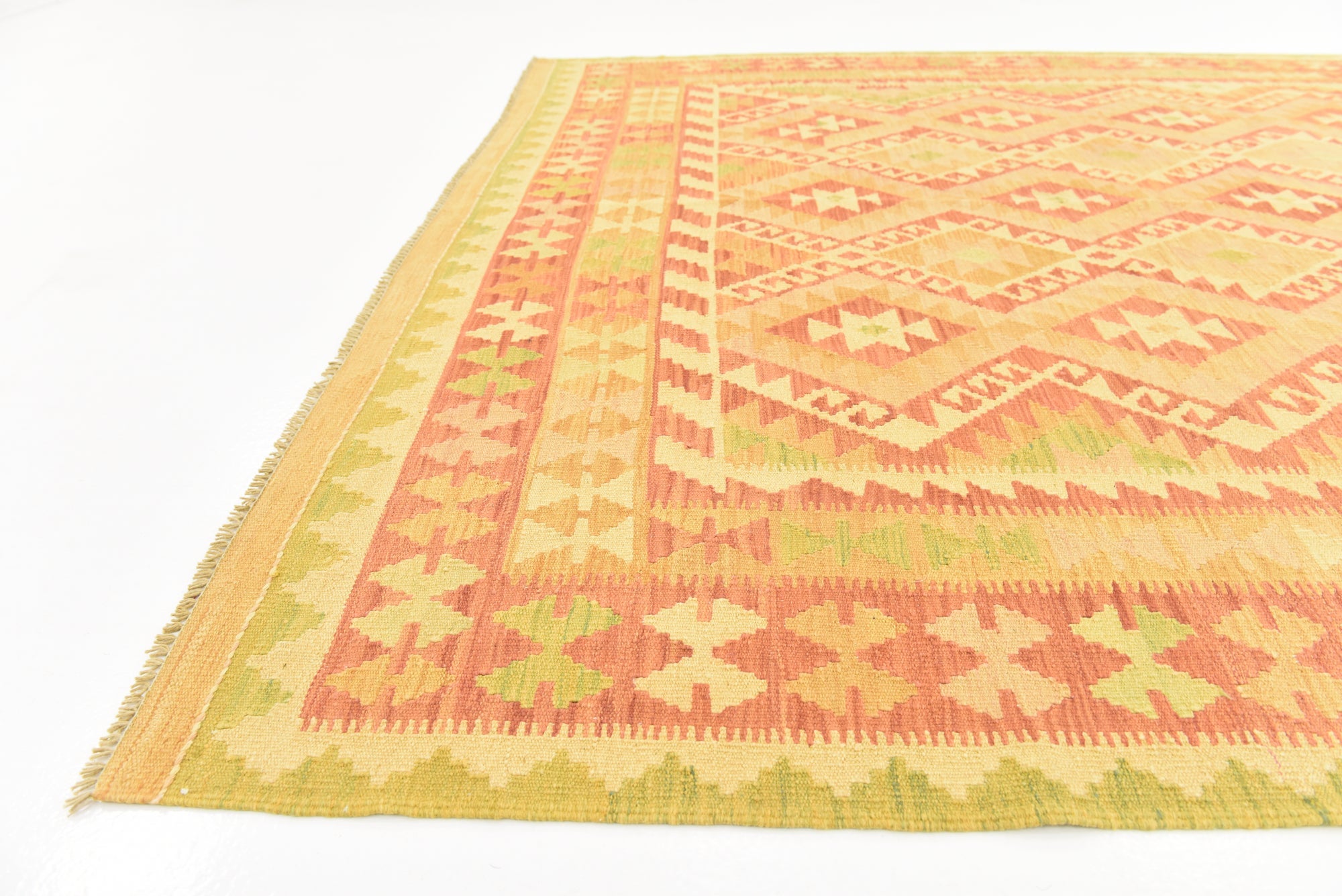 6' 4 x 9' 9 Hand Woven Kilim Waziri Wool Rug