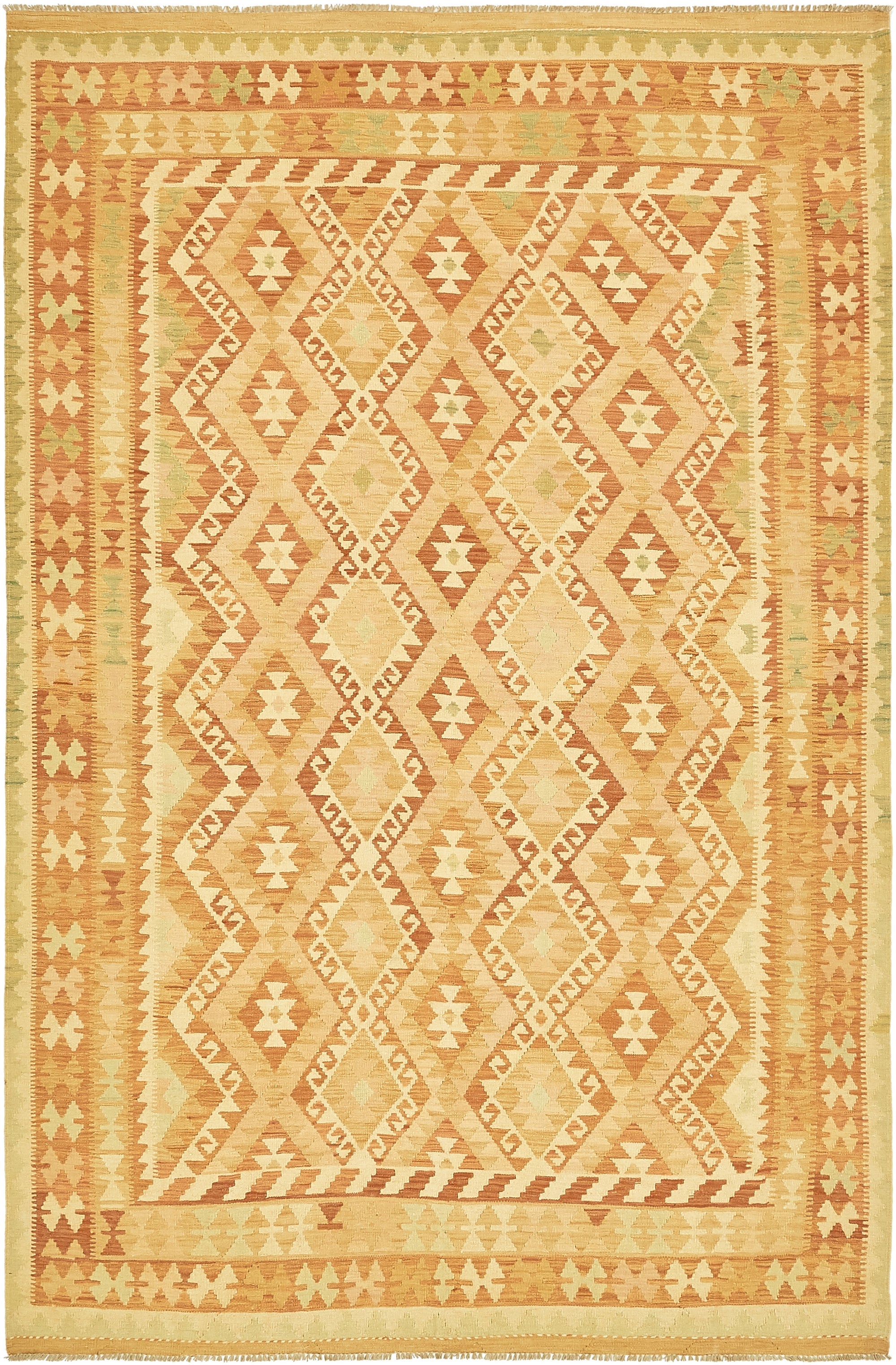 6' 4 x 9' 9 Hand Woven Kilim Waziri Wool Rug