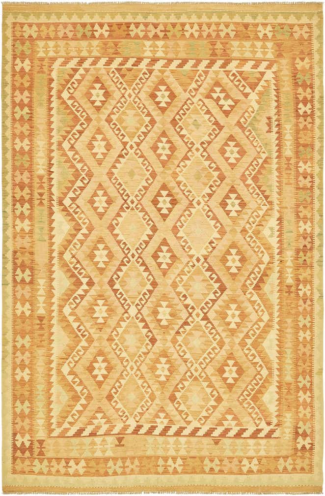 6' 4 x 9' 9 Hand Woven Kilim Waziri Wool Rug