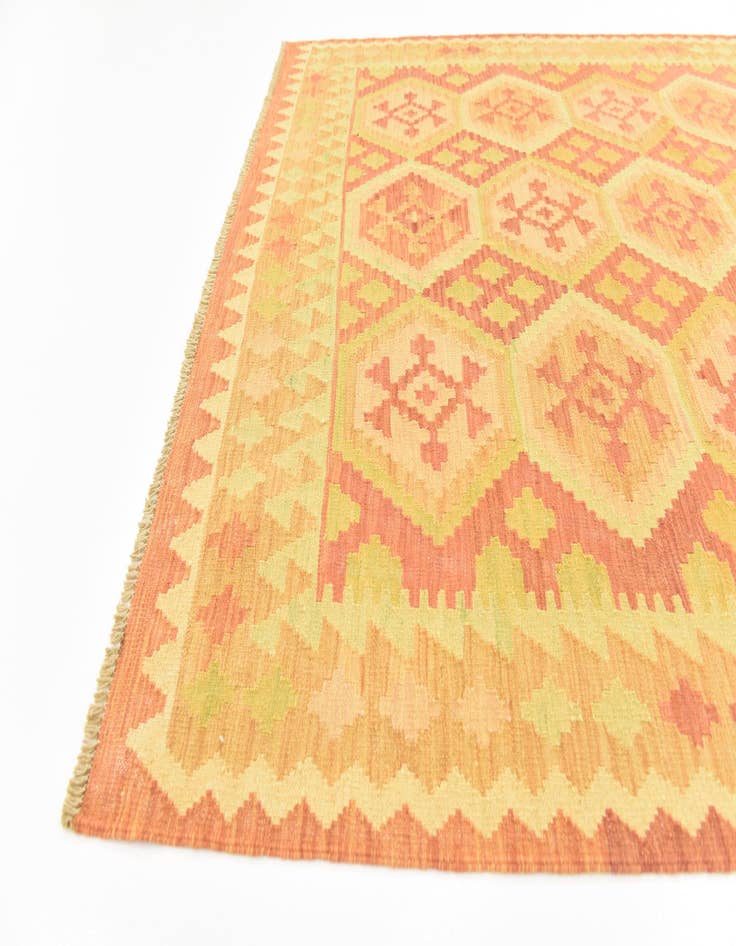 Detail image of 4' 10 x 6' 7  Hand Woven Kilim Waziri Wool Rug
