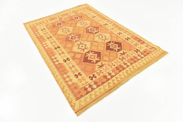 Detail image of 4' 9 x 6' 8 Hand Woven Kilim Waziri Wool Rug