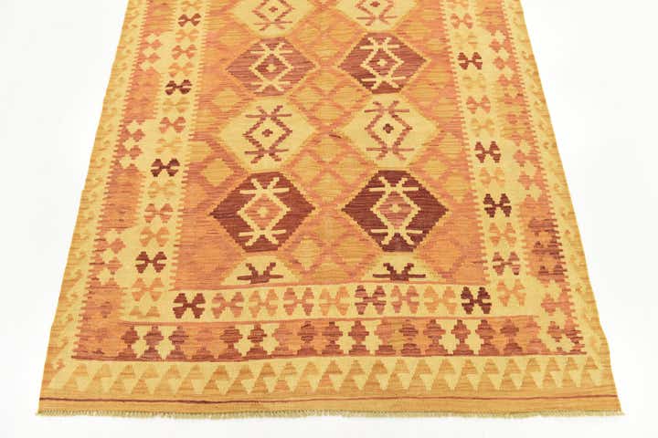 4' 9 x 6' 8 Hand Woven Kilim Waziri Wool Rug