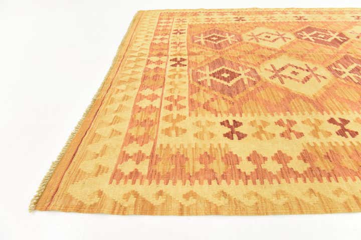 4' 9 x 6' 8 Hand Woven Kilim Waziri Wool Rug