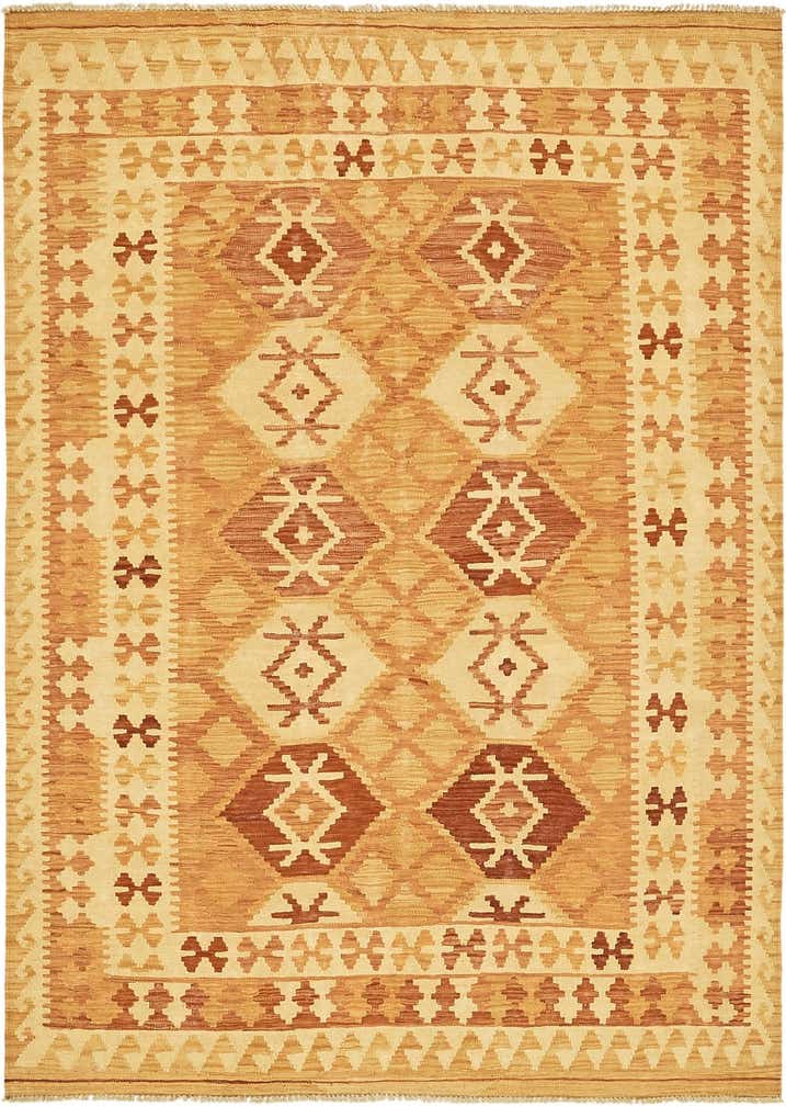 4' 9 x 6' 8 Hand Woven Kilim Waziri Wool Rug