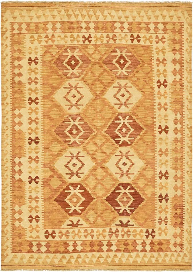 Detail image of 4' 9 x 6' 8 Hand Woven Kilim Waziri Wool Rug