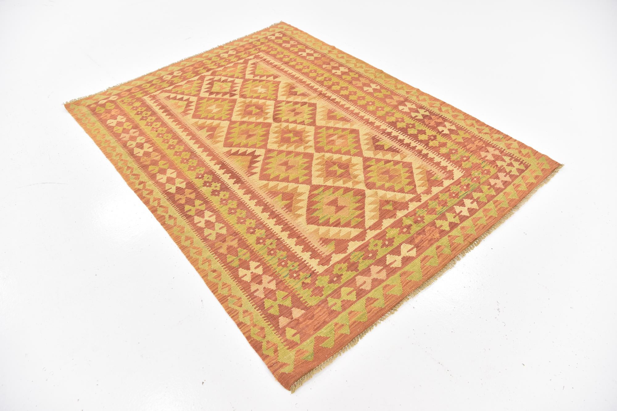 145cm x 200cm Hand Woven Kilim Waziri Wool Rug