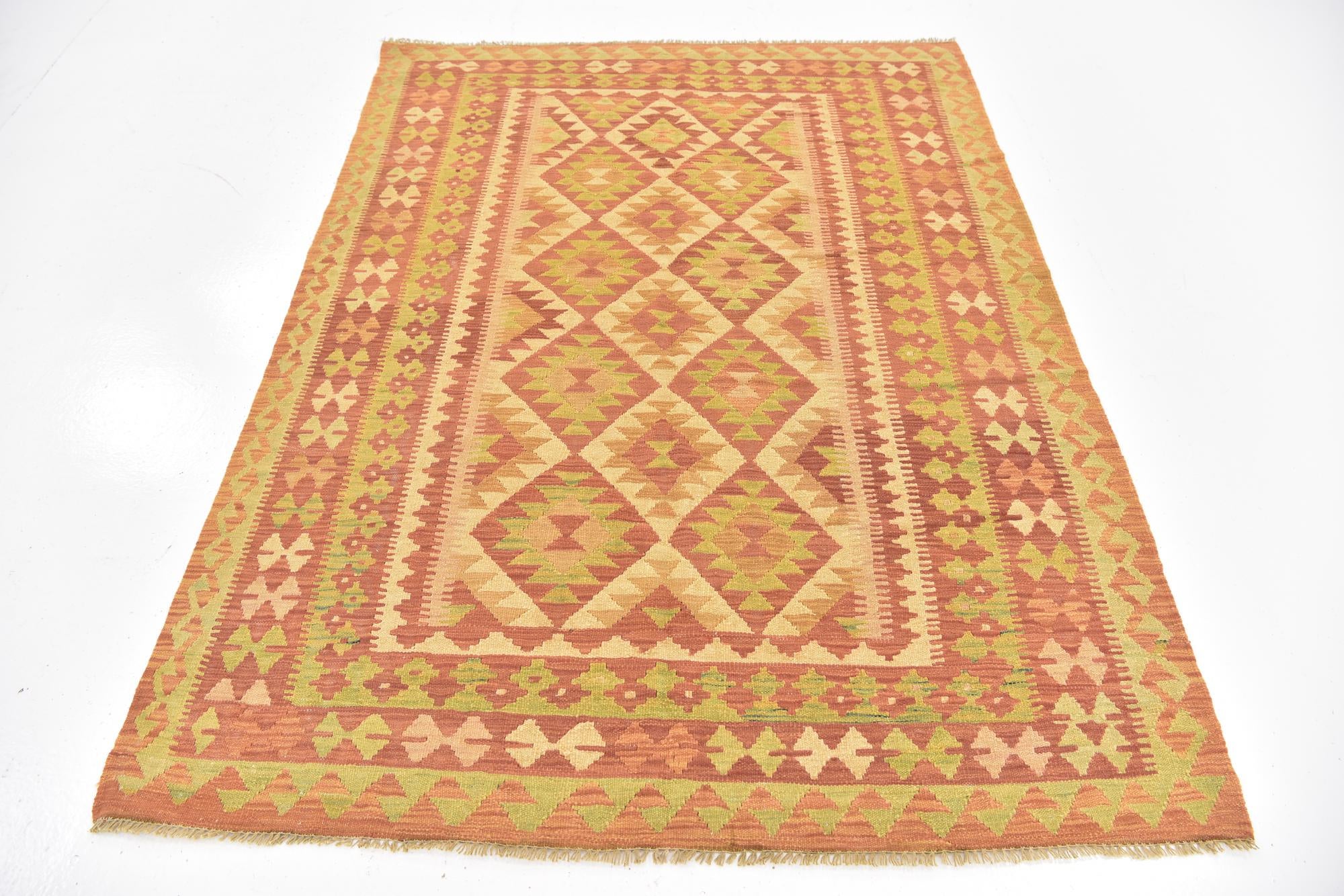 145cm x 200cm Hand Woven Kilim Waziri Wool Rug
