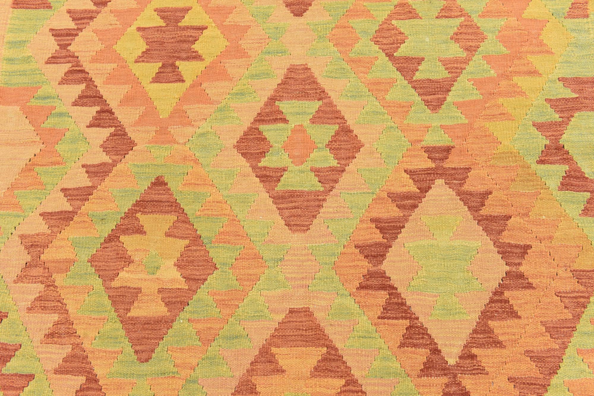 5' x 6' 6 Hand Woven Kilim Waziri Wool Rug