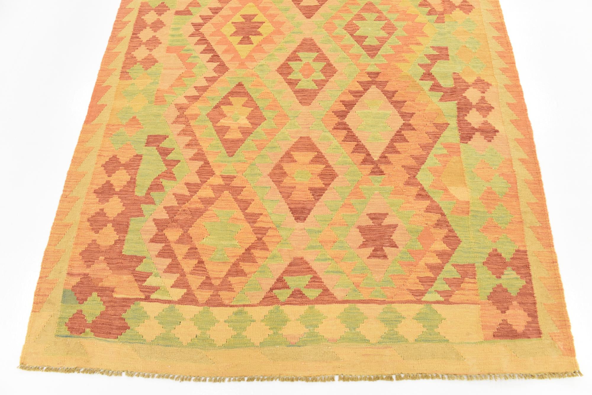 5' x 6' 6 Hand Woven Kilim Waziri Wool Rug