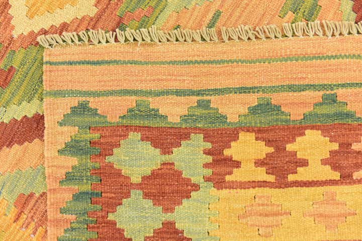 3' 8 x 6' 3 Hand Woven Kilim Waziri Wool Rug