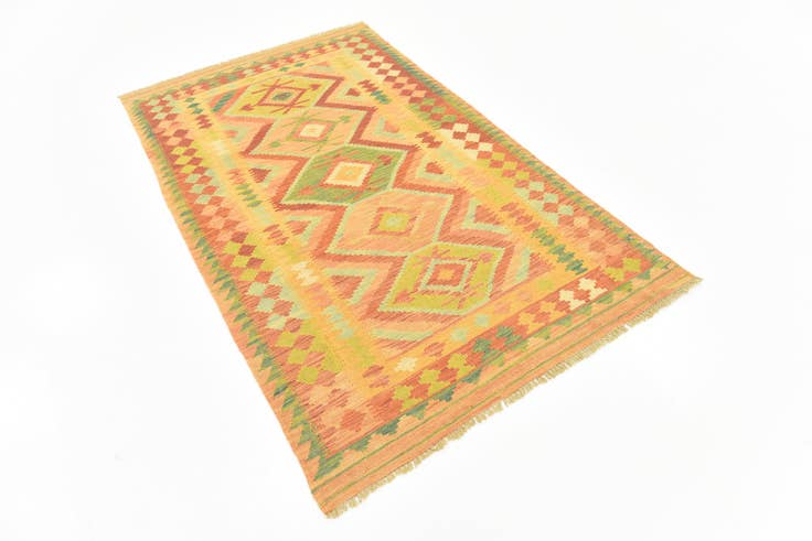Detail image of 3' 8 x 6' 3 Hand Woven Kilim Waziri Wool Rug