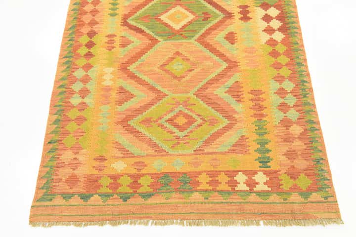 3' 8 x 6' 3 Hand Woven Kilim Waziri Wool Rug