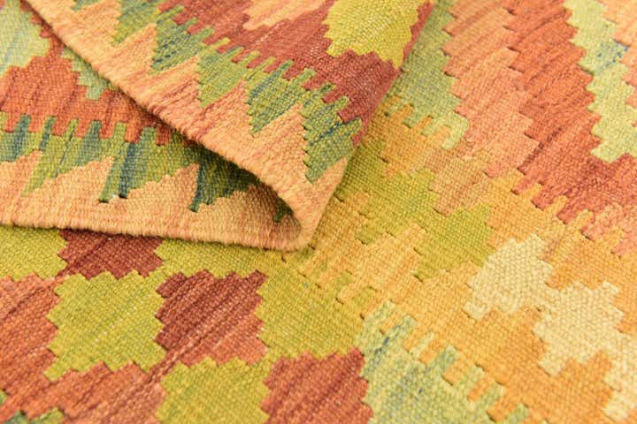 3' 8 x 6' 3 Hand Woven Kilim Waziri Wool Rug