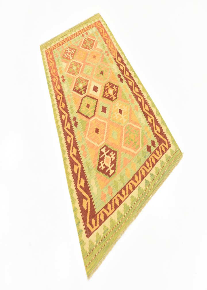 3' 9 x 6' 4 Hand Woven Kilim Waziri Wool Rug