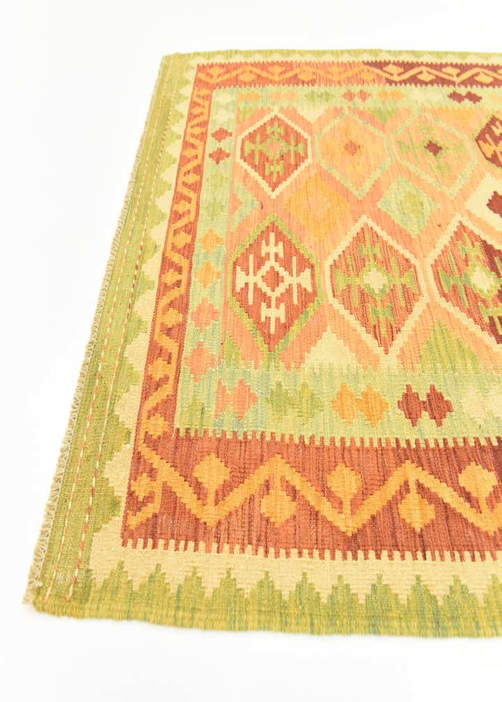 3' 9 x 6' 4 Hand Woven Kilim Waziri Wool Rug