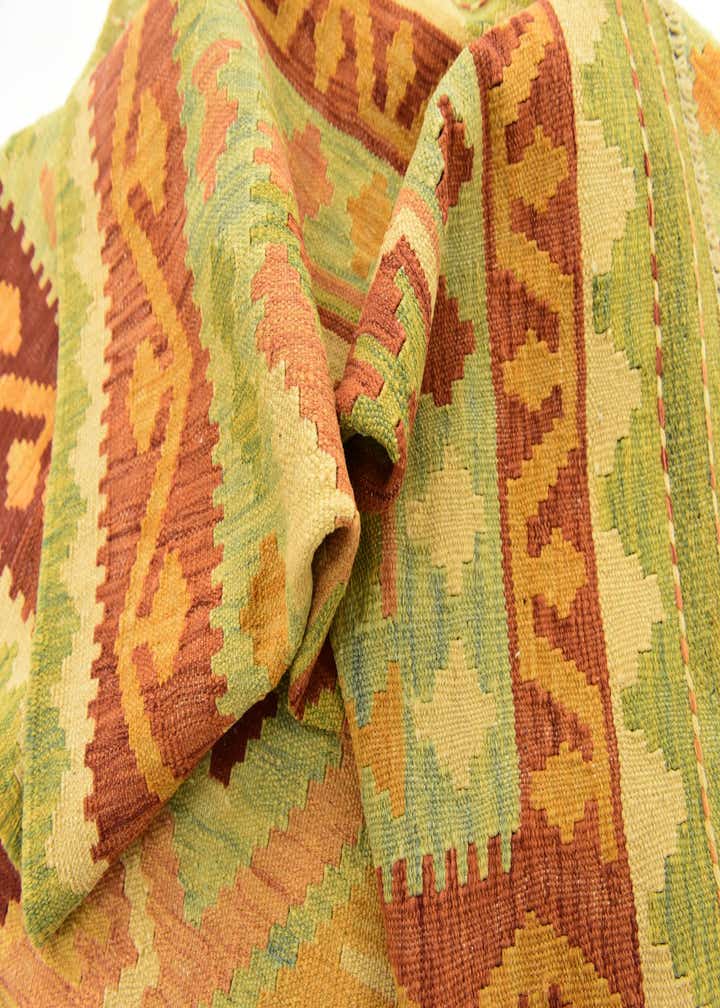 3' 9 x 6' 4 Hand Woven Kilim Waziri Wool Rug