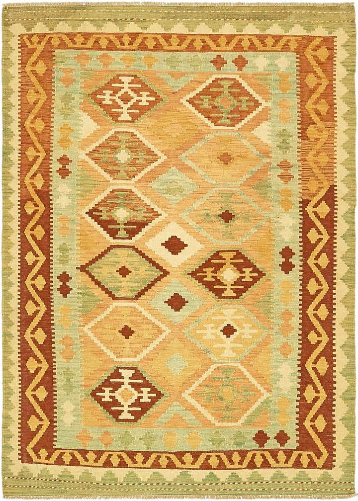 3' 9 x 6' 4 Hand Woven Kilim Waziri Wool Rug