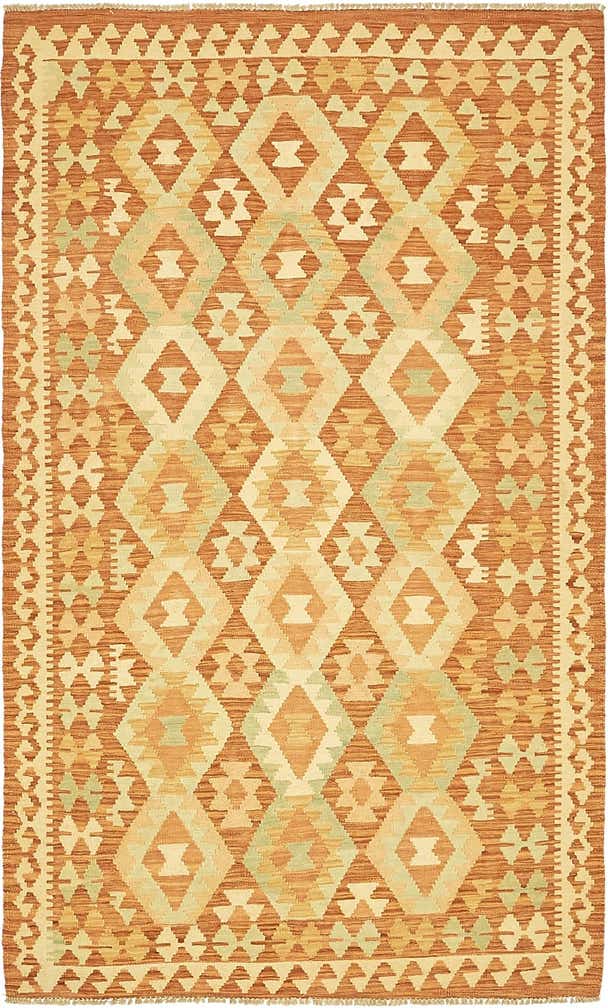3' 9 x 6' 6 Hand Woven Kilim Waziri Wool Rug