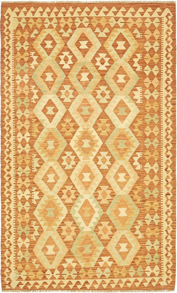 Detail image of 3' 9 x 6' 6 Hand Woven Kilim Waziri Wool Rug