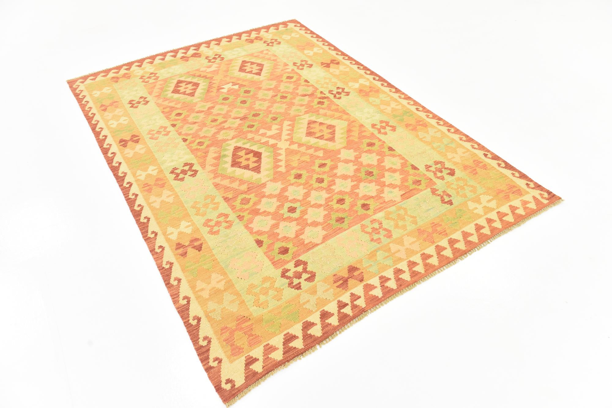 145cm x 205cm Hand Woven Kilim Waziri Wool Rug