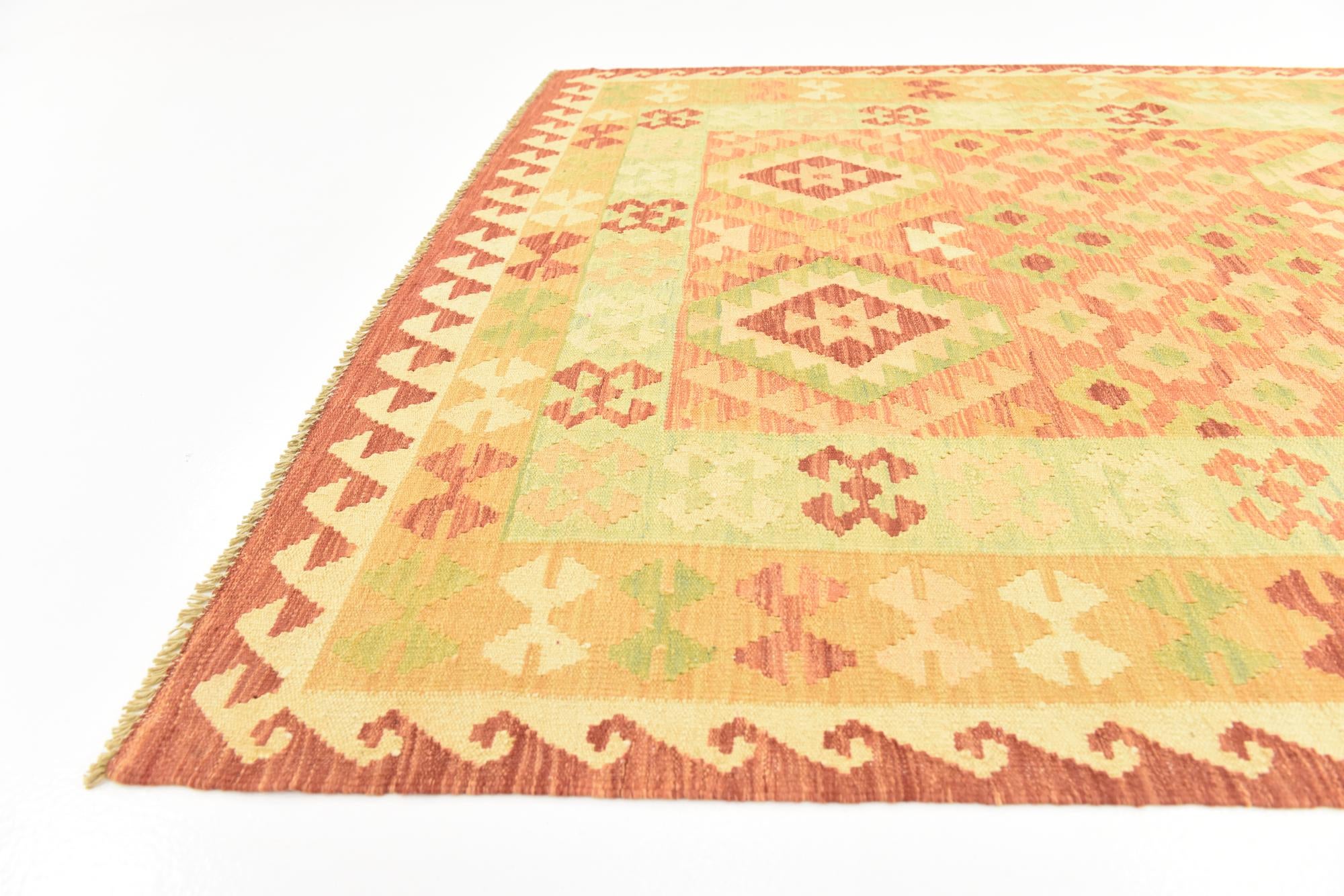 145cm x 205cm Hand Woven Kilim Waziri Wool Rug