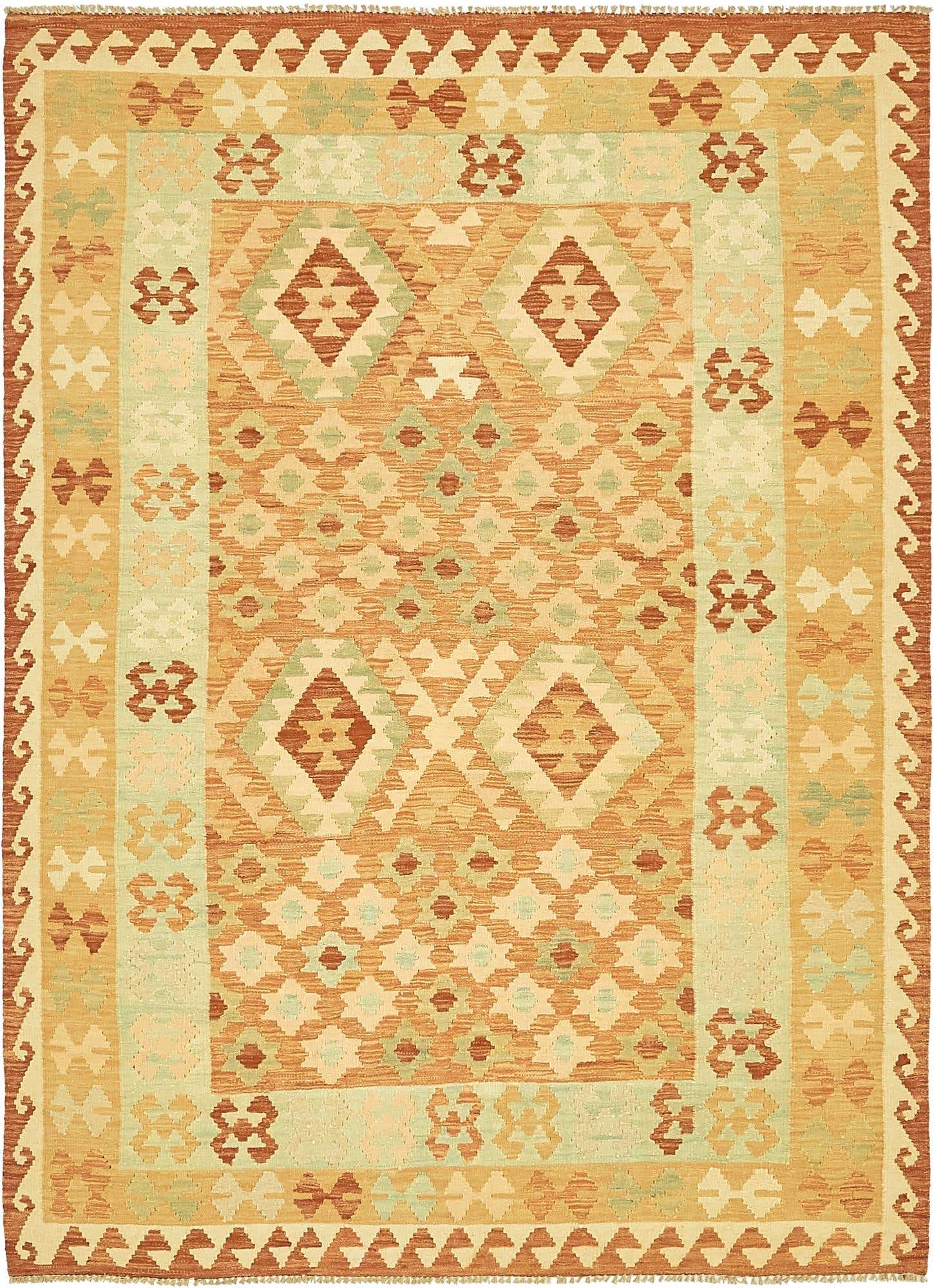 4' 9 x 6' 9 Hand Woven Kilim Waziri Wool Rug