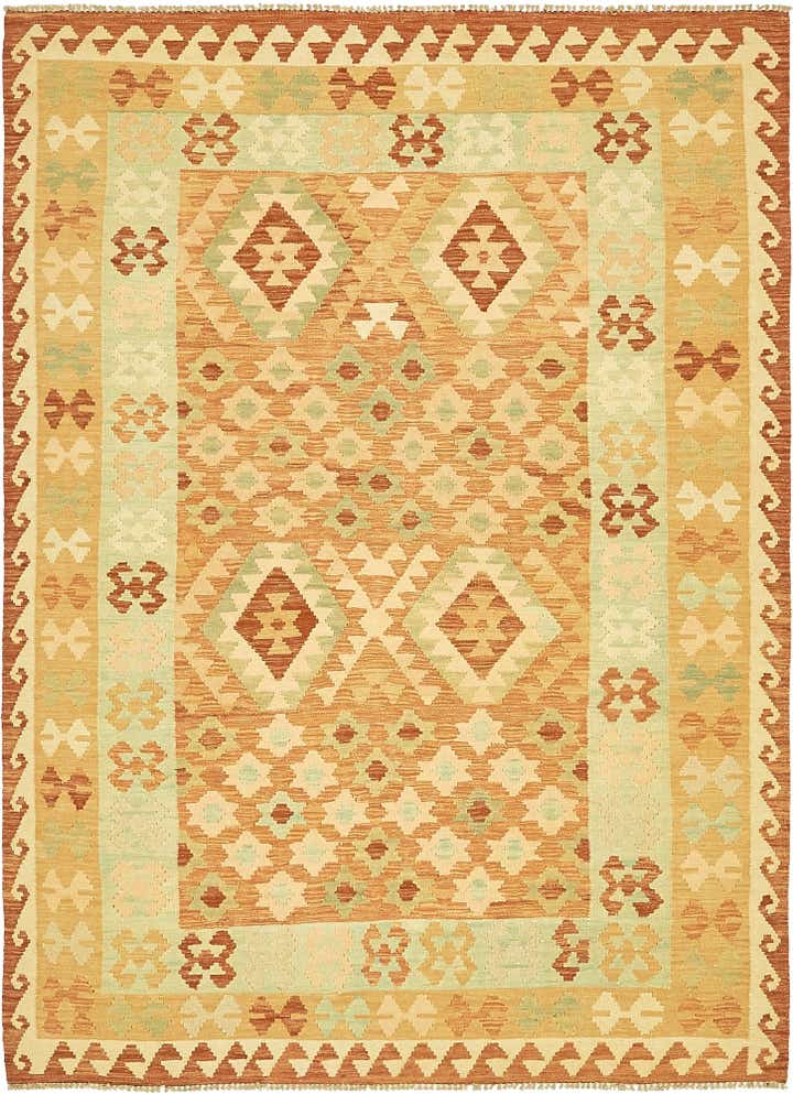 4' 9 x 6' 9 Hand Woven Kilim Waziri Wool Rug