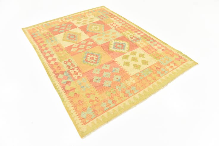 Detail image of 4' 9 x 6' 7 Hand Woven Kilim Waziri Wool Rug