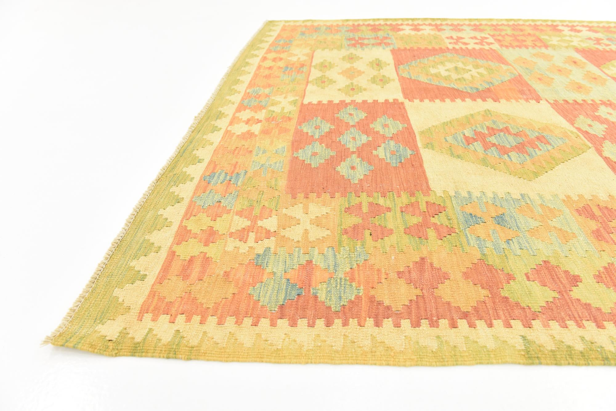 145cm x 200cm Hand Woven Kilim Waziri Wool Rug