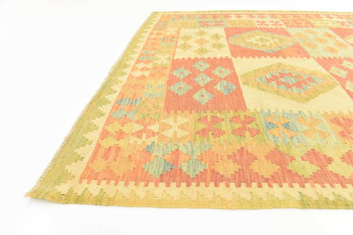 4' 9 x 6' 7 Hand Woven Kilim Waziri Wool Rug
