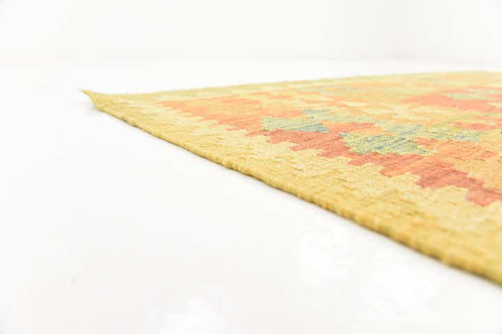 4' 9 x 6' 7 Hand Woven Kilim Waziri Wool Rug