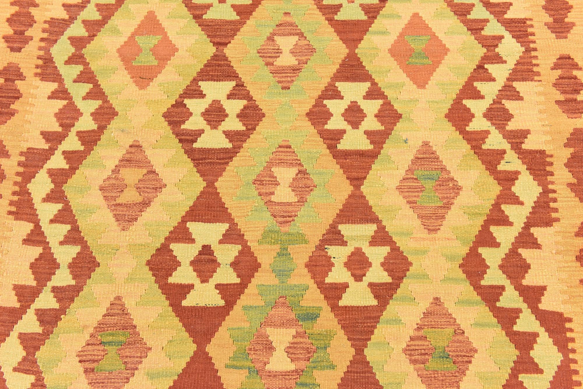 4' 6 x 6' 8 Hand Woven Kilim Waziri Wool Rug