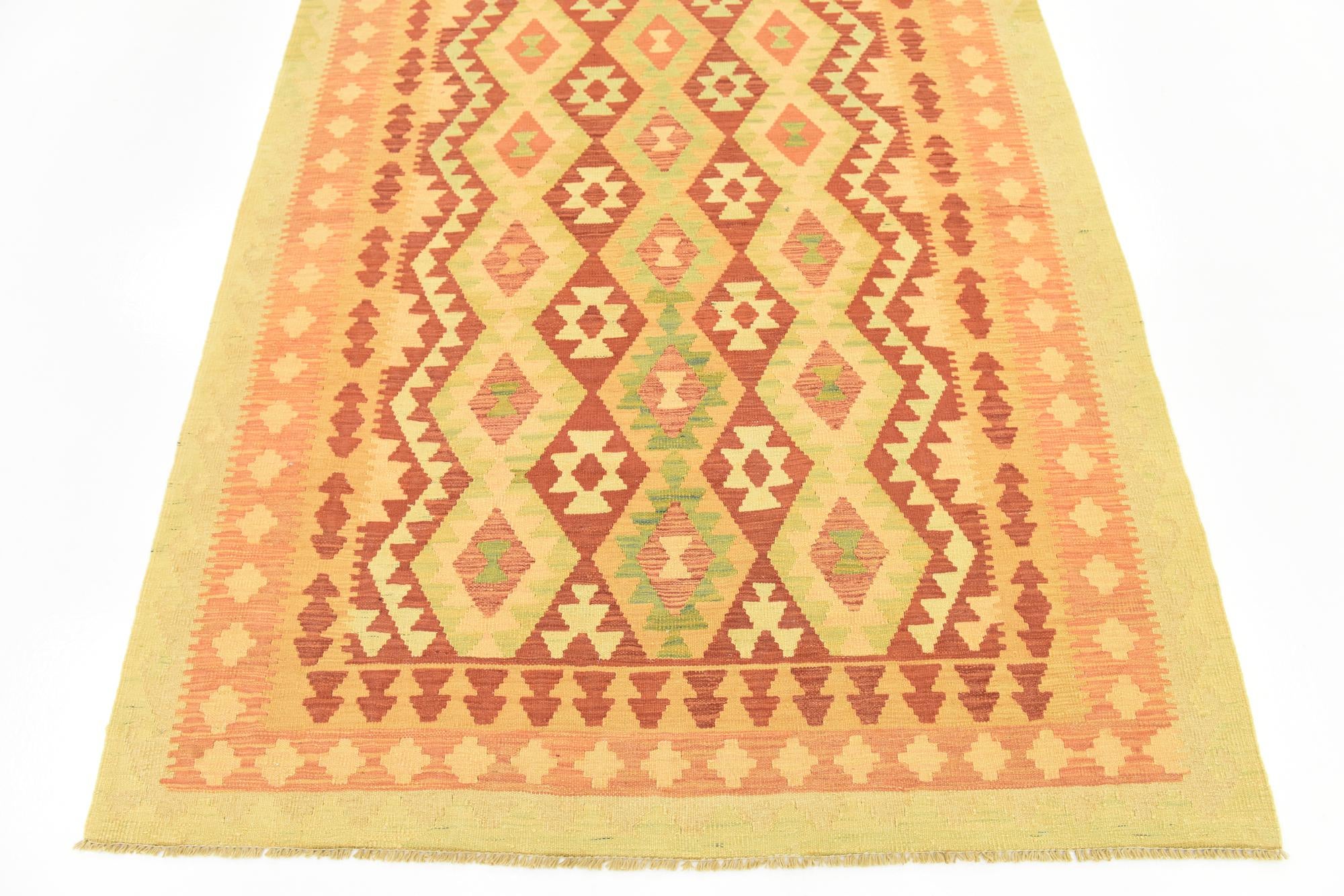 4' 6 x 6' 8 Hand Woven Kilim Waziri Wool Rug