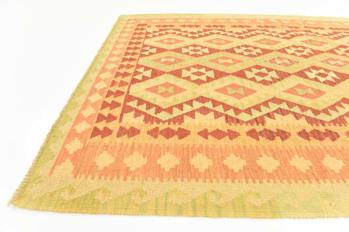 4' 6 x 6' 8 Hand Woven Kilim Waziri Wool Rug