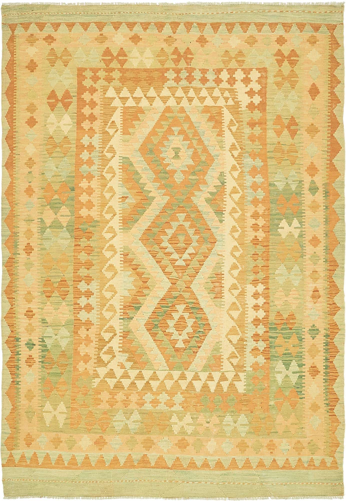 4' 6 x 6' 8 Hand Woven Kilim Waziri Wool Rug