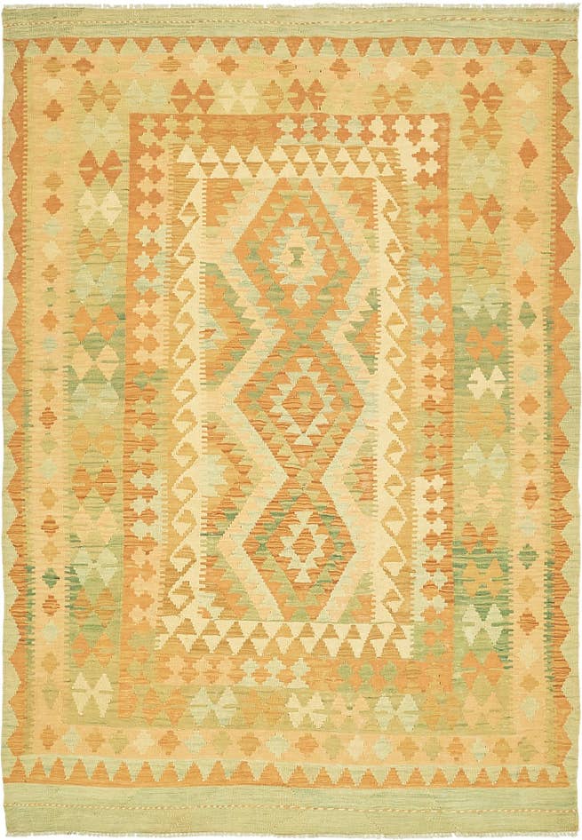 Detail image of 4' 6 x 6' 8 Hand Woven Kilim Waziri Wool Rug