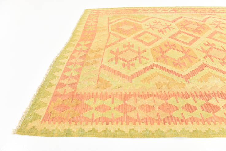 Detail image of 4' 7 x 6' 6 Hand Woven Kilim Waziri Wool Rug