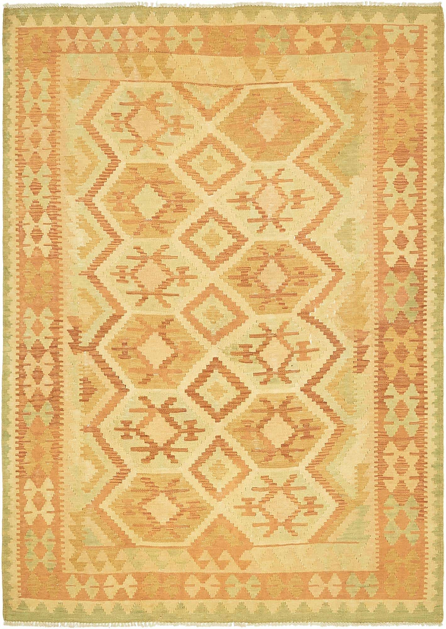 4' 7 x 6' 6 Hand Woven Kilim Waziri Wool Rug