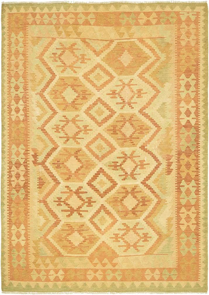 4' 7 x 6' 6 Hand Woven Kilim Waziri Wool Rug