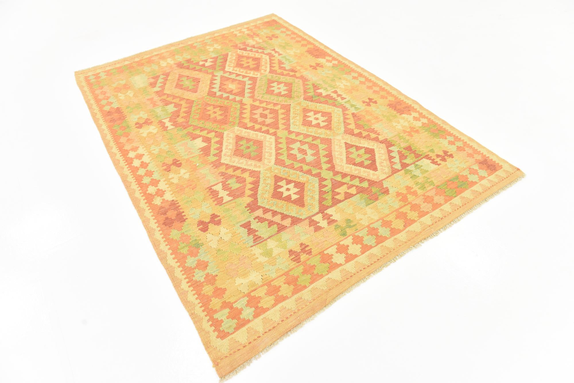 145cm x 200cm Tejido a mano Kilim Waziri Alfombra Lana