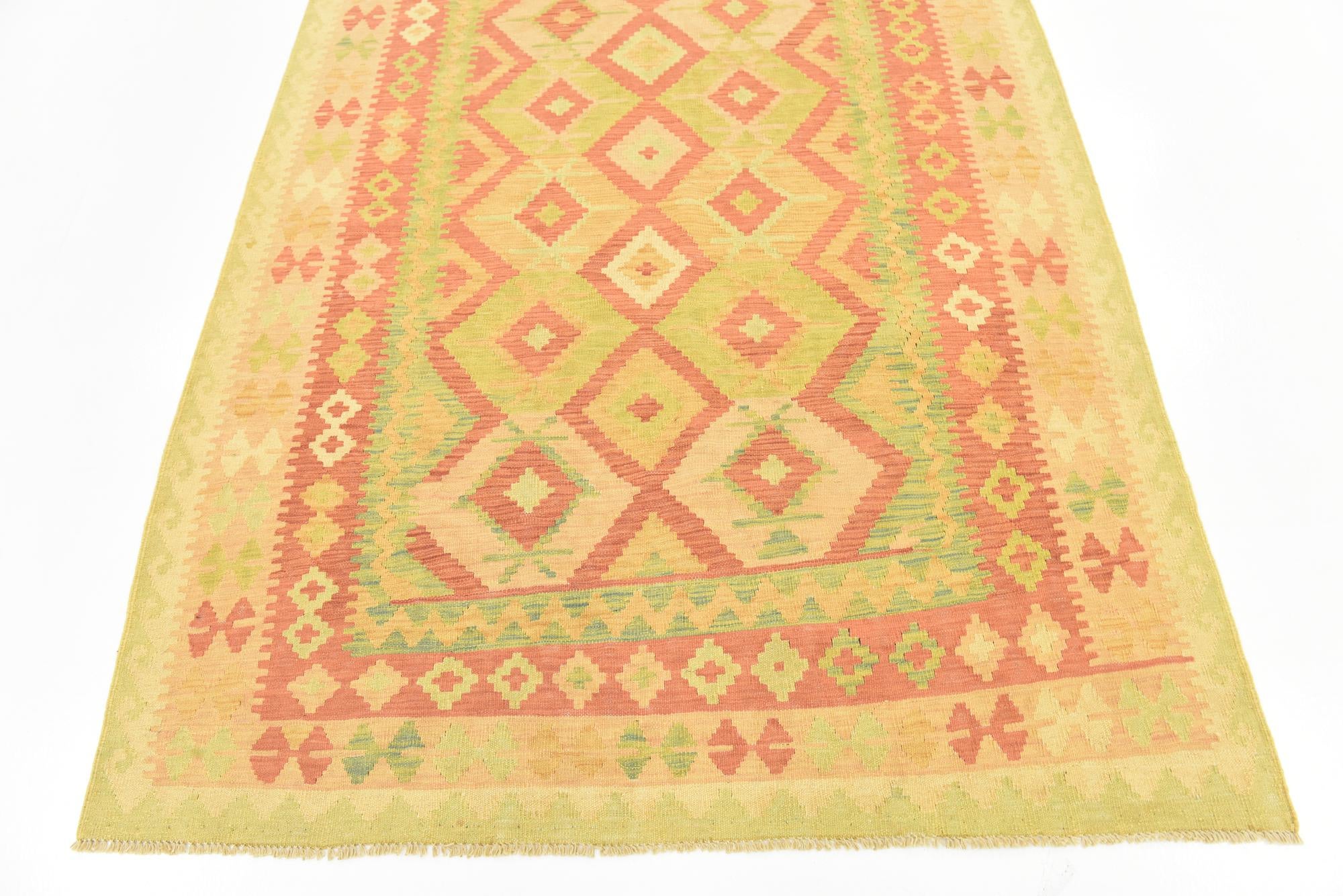4' 10 x 6' 6 Hand Woven Kilim Waziri Wool Rug