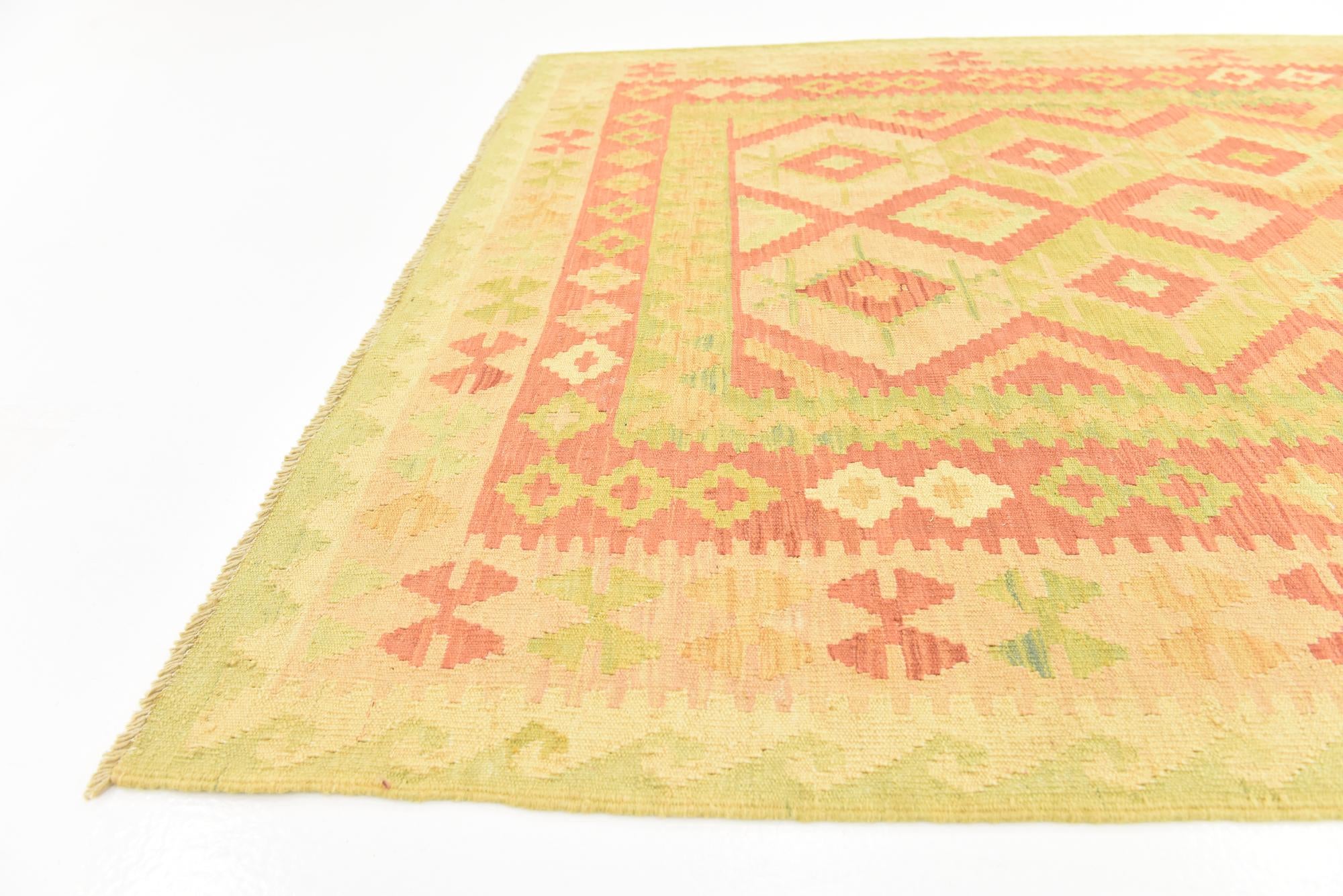 4' 10 x 6' 6 Hand Woven Kilim Waziri Wool Rug