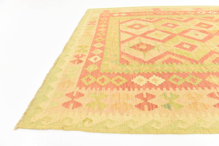 Detail image of 4' 10 x 6' 6 Hand Woven Kilim Waziri Wool Rug