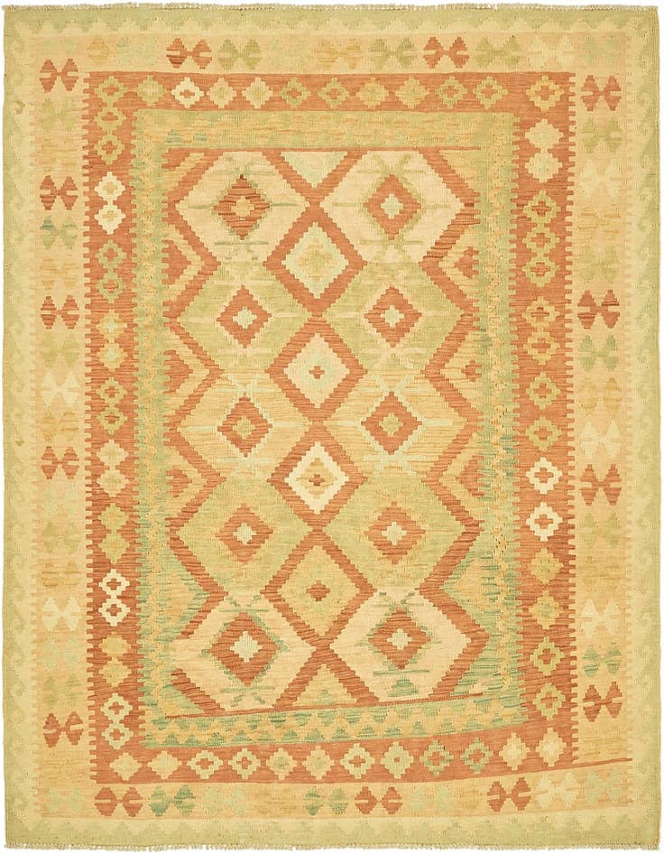 Detail image of 4' 10 x 6' 6 Hand Woven Kilim Waziri Wool Rug