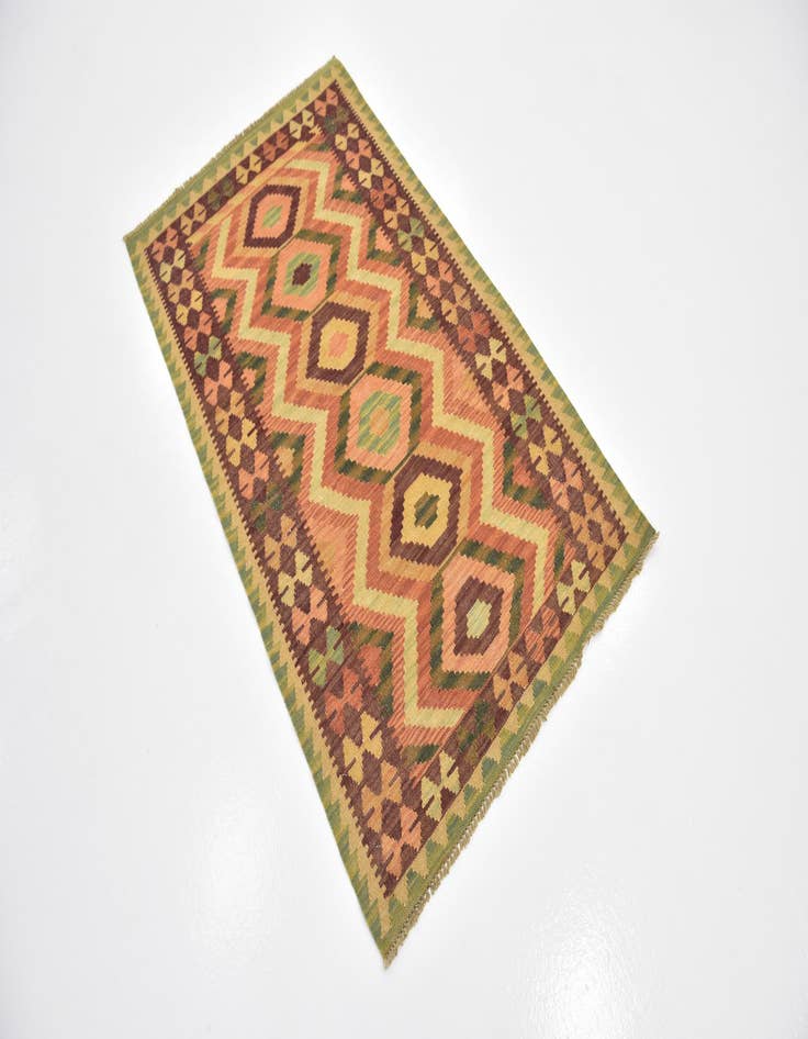 Detail image of 2' 10 x 4' 10 Hand Woven Kilim Waziri Wool Rug
