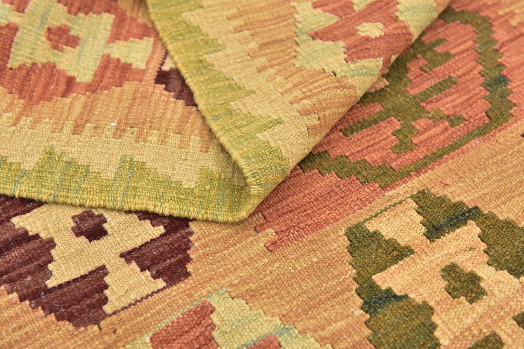 2' 7 x 4' 2 Hand Woven Kilim Waziri Wool Rug